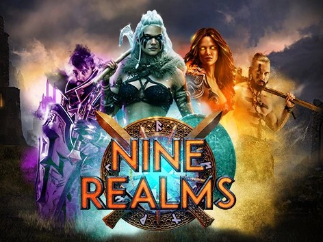 Nine Realms slot logo by Red Tiger Gaming at HotWin Casino